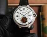 Cartier Driver De Automatic Mechanical Cowhide Leather Strap 43*14mm Diamond Watch